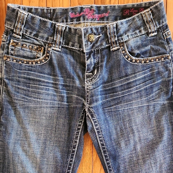 Rock & Roll Cowgirl Low Rise Bootcut Jeans - Heavily Studded 26 X 34 - Picture 8 of 11